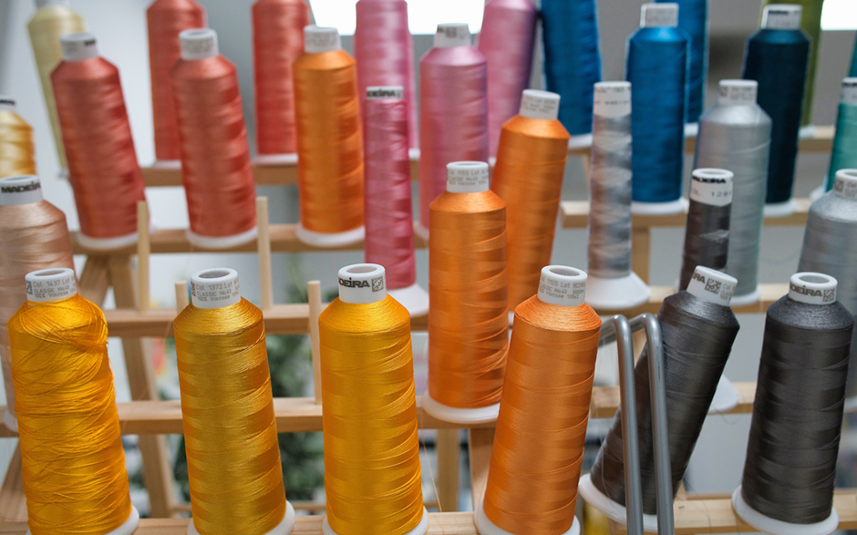 A group of spools of thread